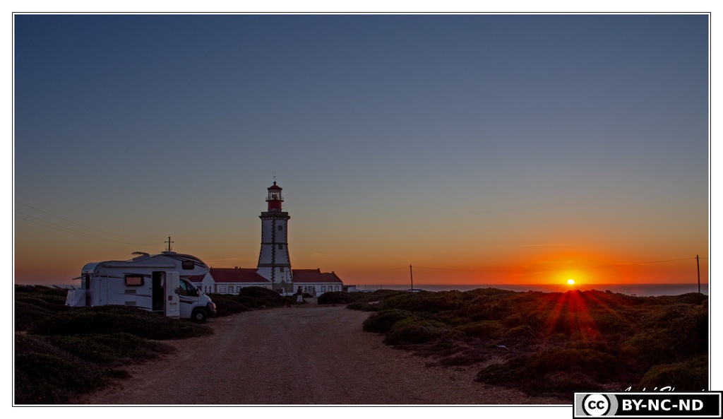 Cabo-Espichel Le-Phare&amp;Camping-car Coucher-de-soleil DSC 0843