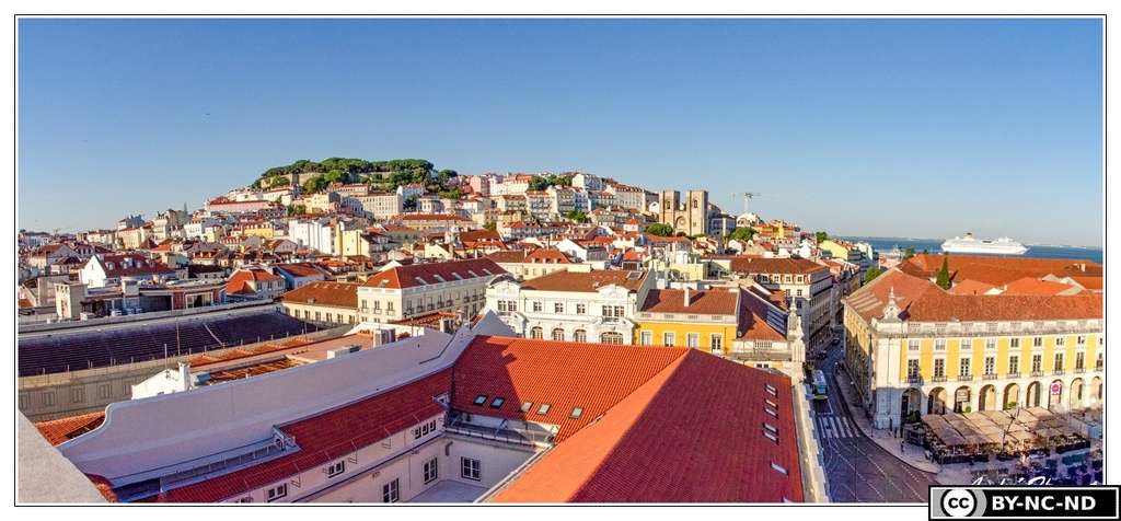 Lisbonne Arca-Rua-Augusta Vue-sur-Praca-do-comercio&amp;Cathedrale&amp;Alfama Pano DSC 0932-38