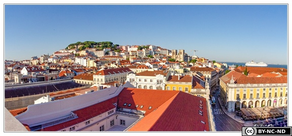 Lisbonne Arca-Rua-Augusta Vue-sur-Praca-do-comercio&amp;Cathedrale&amp;Alfama Pano DSC 0932-38
