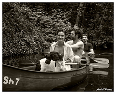 Burg-Spreewald Chien-Canoe DSC 0637 N&amp;B 5x4